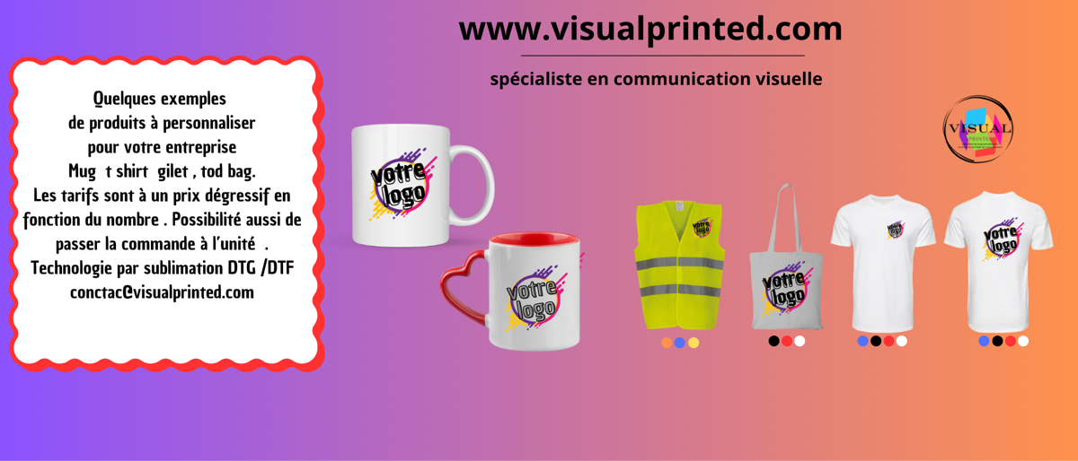 Produits personnalisés VisualPrinted : mugs, t-shirts, tote bags